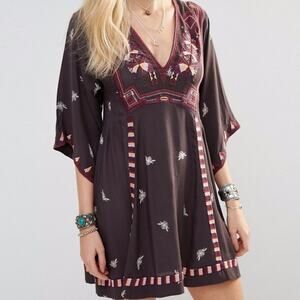 Free People Tulum Embroidered Long Sleeve Tunic Dress size Large #10
